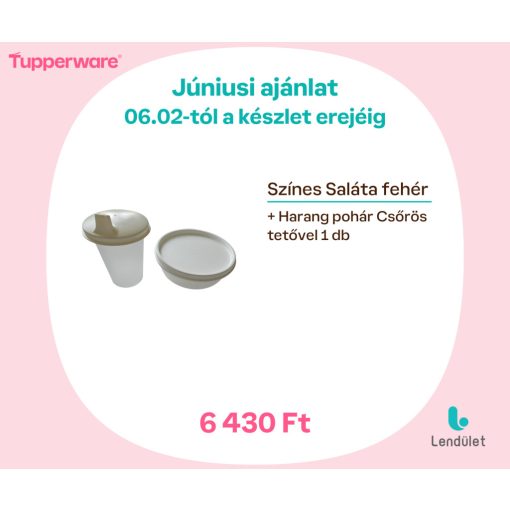 Színes saláta fehér + 1 db Harang Pohár Csőrös tetővel fehér