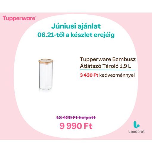 Tupperware Bambusz Átlátszó  Tároló 1,9 L akcióban