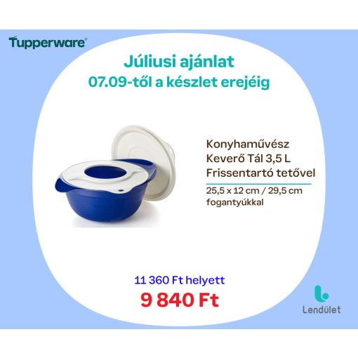 Konyhaművész Keverőtál 3,5 L Frissentartó tetővel