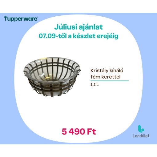 Kristály kínáló 1,1 L fém kerettel 