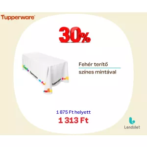 Fehér terítő - színes mintával